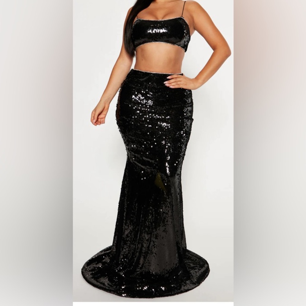 Sequin skirt with matching cropped top